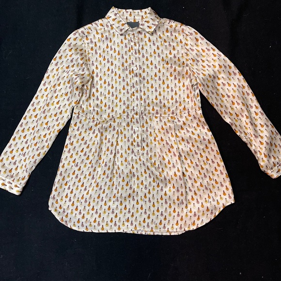 FENDI Ivory Silk Logo Lighting Bulbs Print Button Down Shirt Big Girl Sz 9 Year - Picture 2 of 15